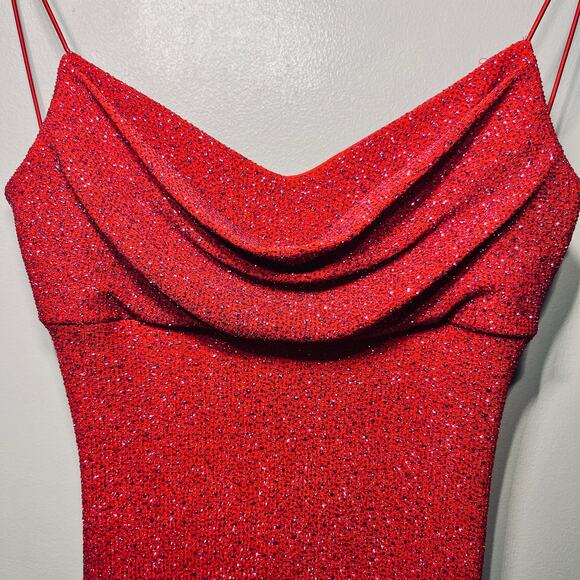 VTG Y2K B. Darlin Gown BabyDoll Fuchsia Sparkle Pageant Holiday Maxi Evening 7/8 - Picture 3 of 8